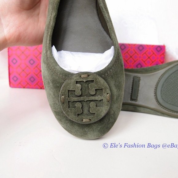 NIB Tory Burch Minnie Suede Leather Ballet Aneto Green US 6.5 7 7.5 8 8.5 9 9.5 - Picture 8 of 10